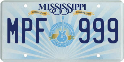 MS license plate MPF999