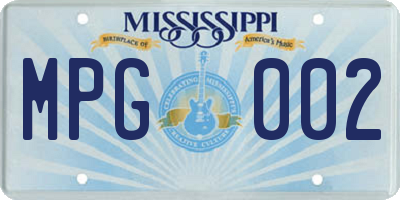 MS license plate MPG002