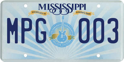 MS license plate MPG003