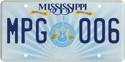 MS license plate MPG006