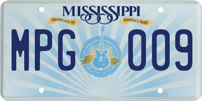 MS license plate MPG009