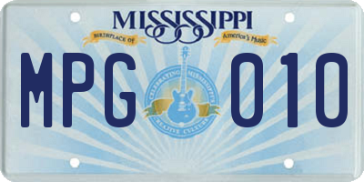 MS license plate MPG010