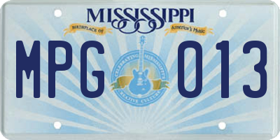 MS license plate MPG013