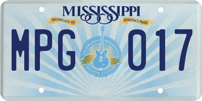 MS license plate MPG017