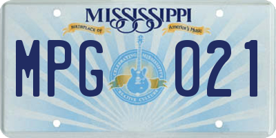 MS license plate MPG021