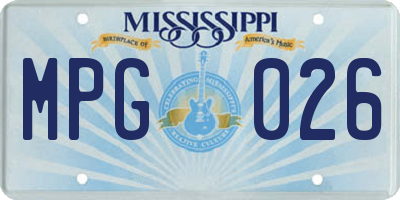 MS license plate MPG026