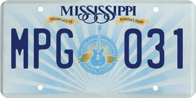 MS license plate MPG031