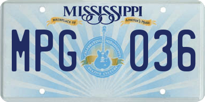 MS license plate MPG036