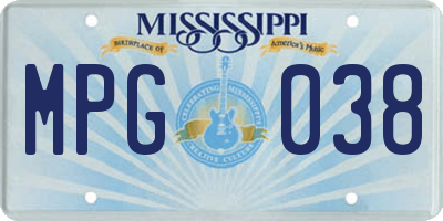 MS license plate MPG038