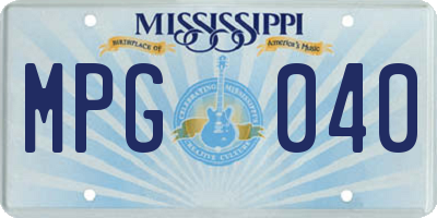 MS license plate MPG040