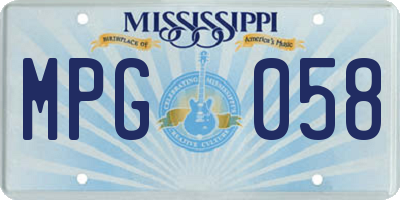 MS license plate MPG058