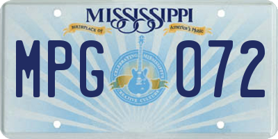 MS license plate MPG072