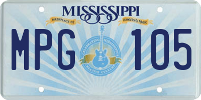 MS license plate MPG105