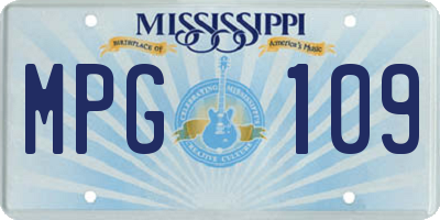 MS license plate MPG109