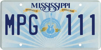 MS license plate MPG111