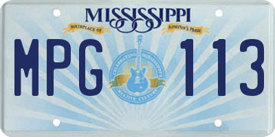 MS license plate MPG113