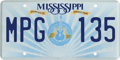 MS license plate MPG135
