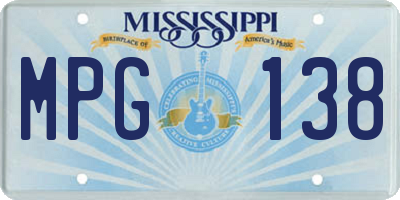 MS license plate MPG138