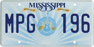 MS license plate MPG196