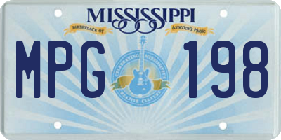 MS license plate MPG198