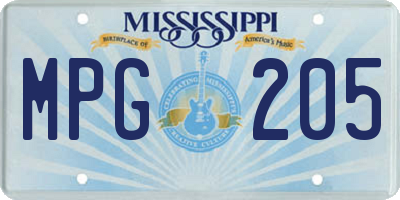 MS license plate MPG205