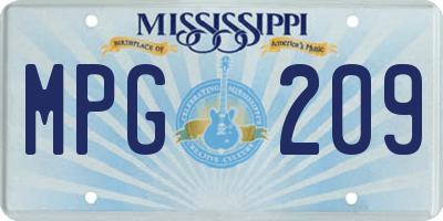 MS license plate MPG209