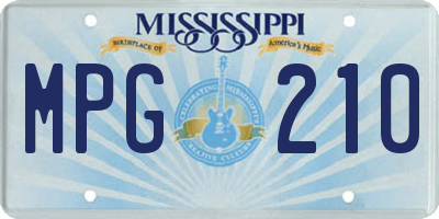 MS license plate MPG210