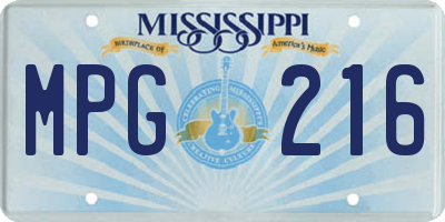 MS license plate MPG216