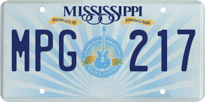 MS license plate MPG217