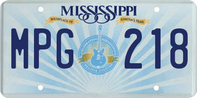 MS license plate MPG218