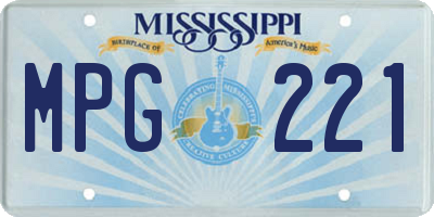 MS license plate MPG221