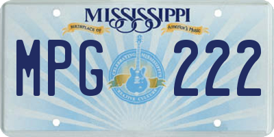 MS license plate MPG222