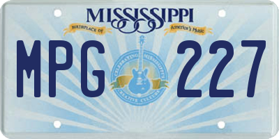 MS license plate MPG227