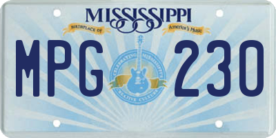 MS license plate MPG230