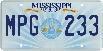 MS license plate MPG233