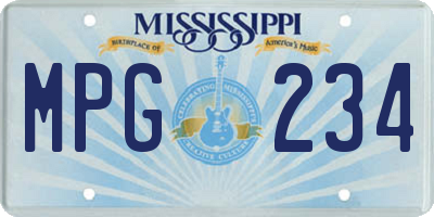 MS license plate MPG234