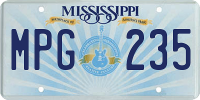 MS license plate MPG235