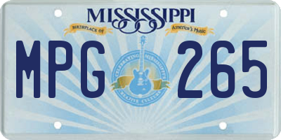 MS license plate MPG265