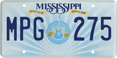 MS license plate MPG275