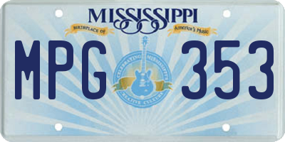 MS license plate MPG353