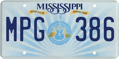 MS license plate MPG386