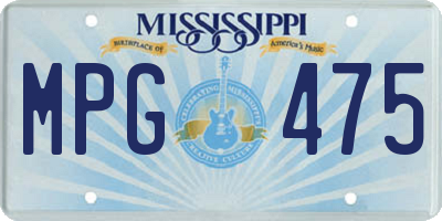 MS license plate MPG475