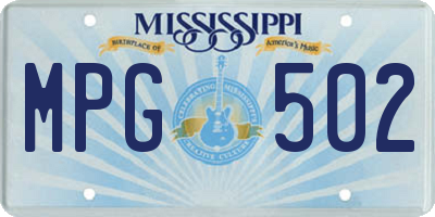MS license plate MPG502