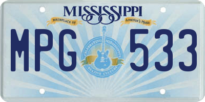 MS license plate MPG533