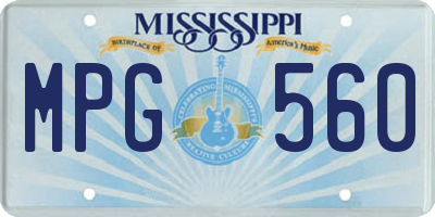MS license plate MPG560