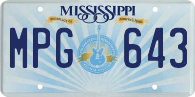 MS license plate MPG643