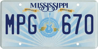 MS license plate MPG670