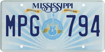 MS license plate MPG794