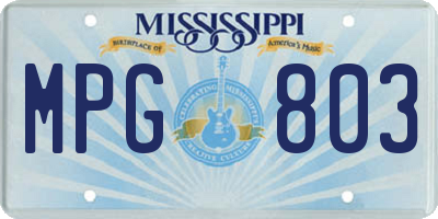 MS license plate MPG803