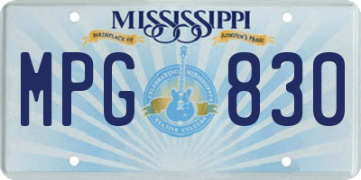 MS license plate MPG830